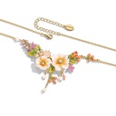 Jasmine Flower Blossom Branch Enamel Pendant Necklace2