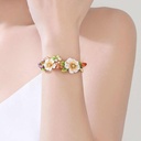 Jasmine Flower Blossom Branch Enamel Bangle Bracelet3