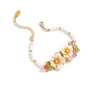 Jasmine Flower Blossom Branch Enamel Bead Chain Bracelet1