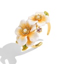 Jasmine Flower And Pearl Enamel Adjustable Ring1