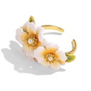 Jasmine Flower And Pearl Enamel Adjustable Ring2