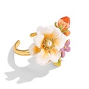 Jasmine White Purple Flower Enamel Adjustable Ring2