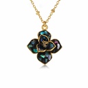 Camellia Flower Black Enamel Pendant Necklace