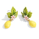 Lemon And Flower Enamel Dangle Earrings