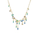 Blueberry Flower Zircon Enamel Chain Tassel Necklace