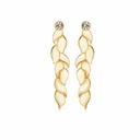 Leaf Shape Zircon Elegant Enamel Dangle Stud Earrings