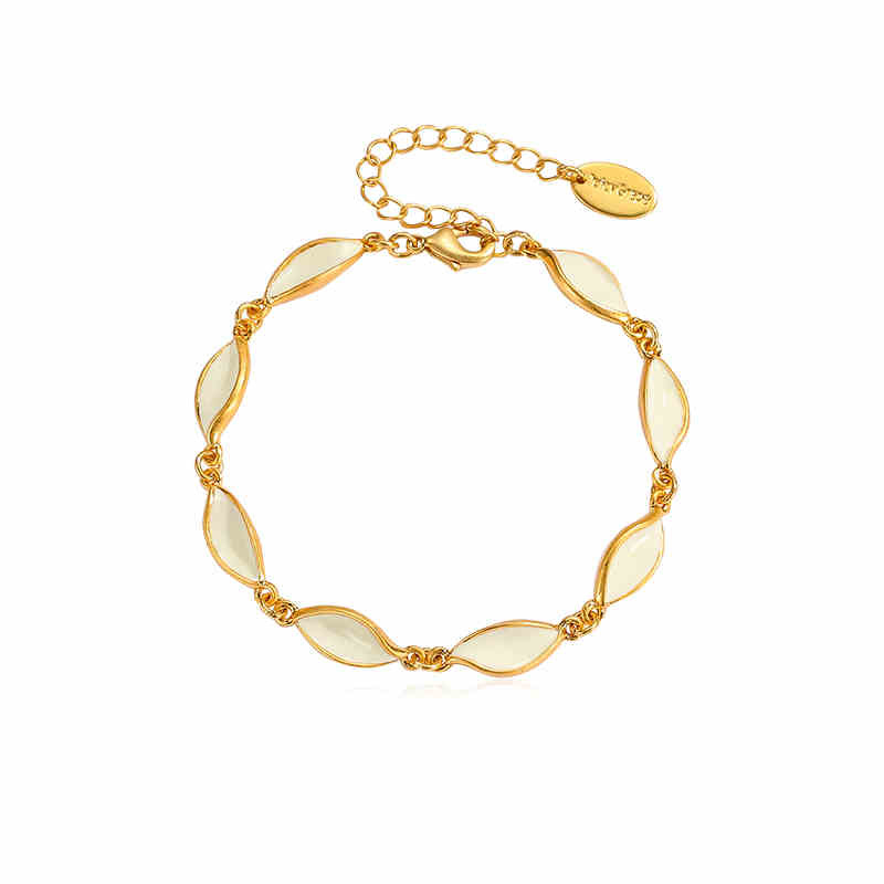 Leaf Shape Elegant Enamel Chain Bracelet