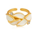 Leaf Shape And Zircon Elegant Enamel Adjustable Ring