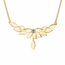 Leaf Shape Zircon Elegant Enamel Pendant Necklace