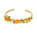 Flower With Fruit Apricot Enamel Bangle Bracelet