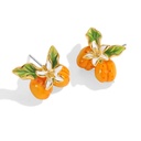 Fruit Apricot Flower Enamel Stud Earrings