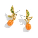 Fruit Apricot Flower Enamel Dangle Stud Earrings