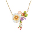 Jasmine Flower Stone Enamel Pendant Necklace