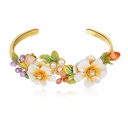 Jasmine Flower Blossom Branch Enamel Bangle Bracelet