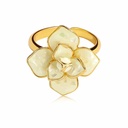 Camellia Flower White Enamel Ring