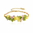 Lemon And Flower Enamel Chain Bangle Bracelet