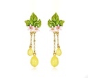 Lemon And Flower Enamel Dangle Tassel Earrings