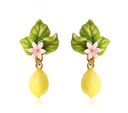 Lemon And Flower Enamel Dangle Earrings