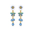 Flower And Blueberry Enamel Dangle Stud Earrings