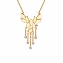 Leaf Shape Zircon Elegant Enamel Pendant Tassel Necklace