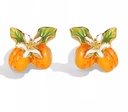 Fruit Apricot Flower Enamel Stud Earrings