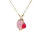 Snake Rose Flower Stone Enamel Pendant Necklace