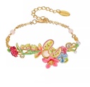 Flower Blossom Branch Enamel Bangle Chain Bracelet