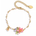 Flower Blossom Enamel Charm Chain Bracelet