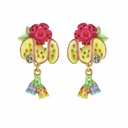 Colorful Flower Enamel Dangle Stud Earrings