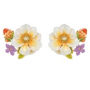 Jasmine Flower Pearl Enamel Stud Earrings